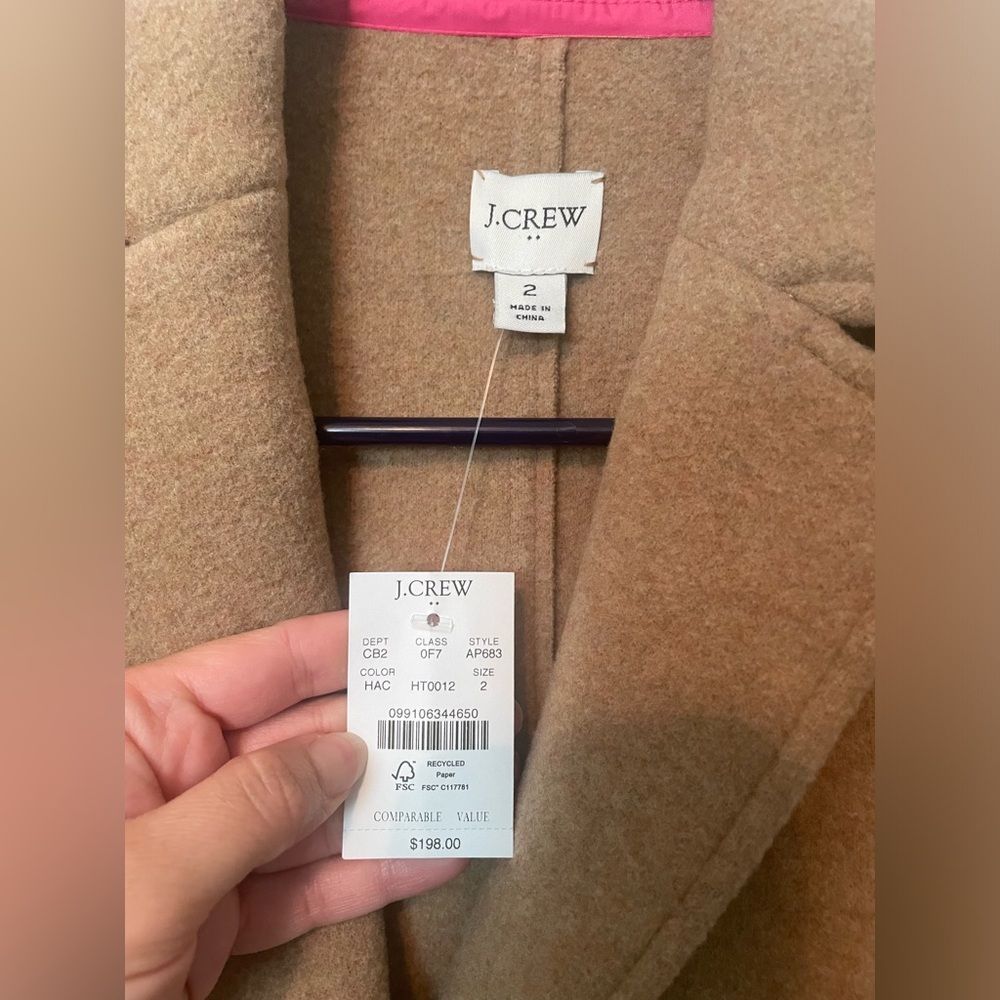 J. Crew Tan Boiled Wool Blend Top Coat - Picture 4 of 6